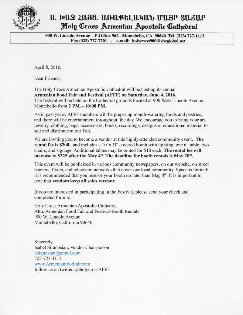 Vendor Letter